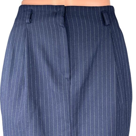 Paul Stuart Women's Blue Wool Pinstripe Knee Length Straight Pencil Skirt Size S - Picture 4 of 5